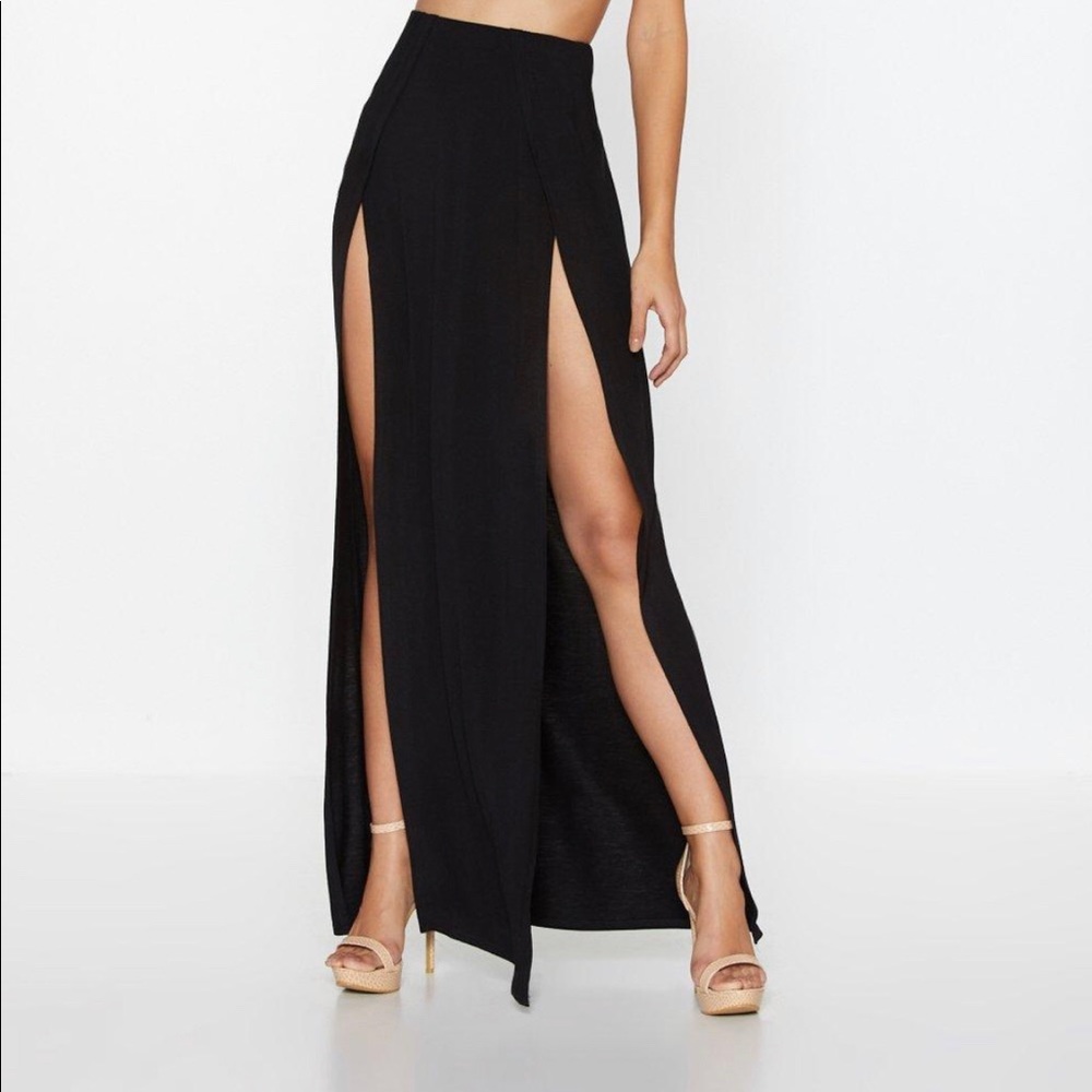 Maxi skirt, black skirt with slits on both side